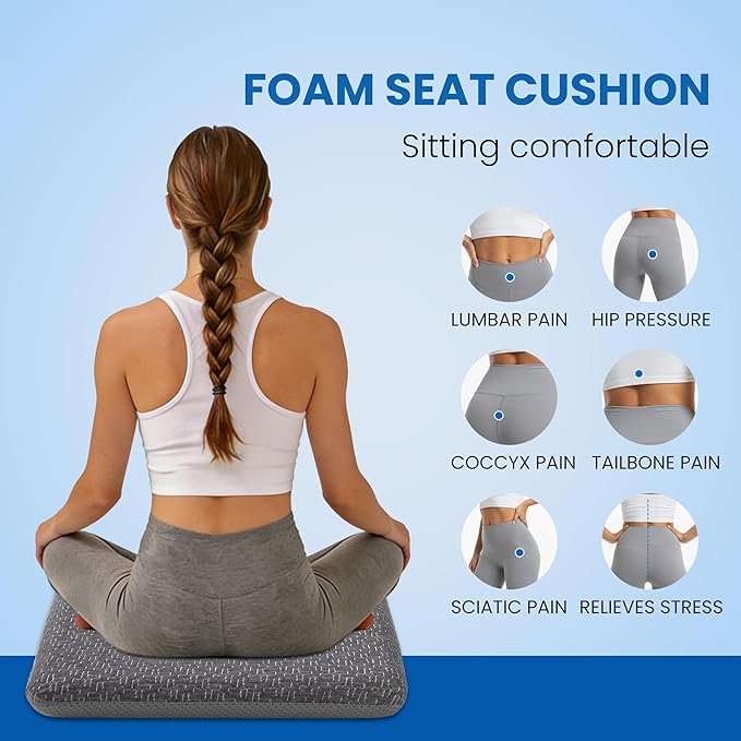Ganondorf Extra Large Recliner Seat Cushion for Elderly Tufted Furry Booster Foam Cushion, Pressure Relief for Long Sitting Orthopedic Chair Cushion for Recliners Office Chairs, Grey