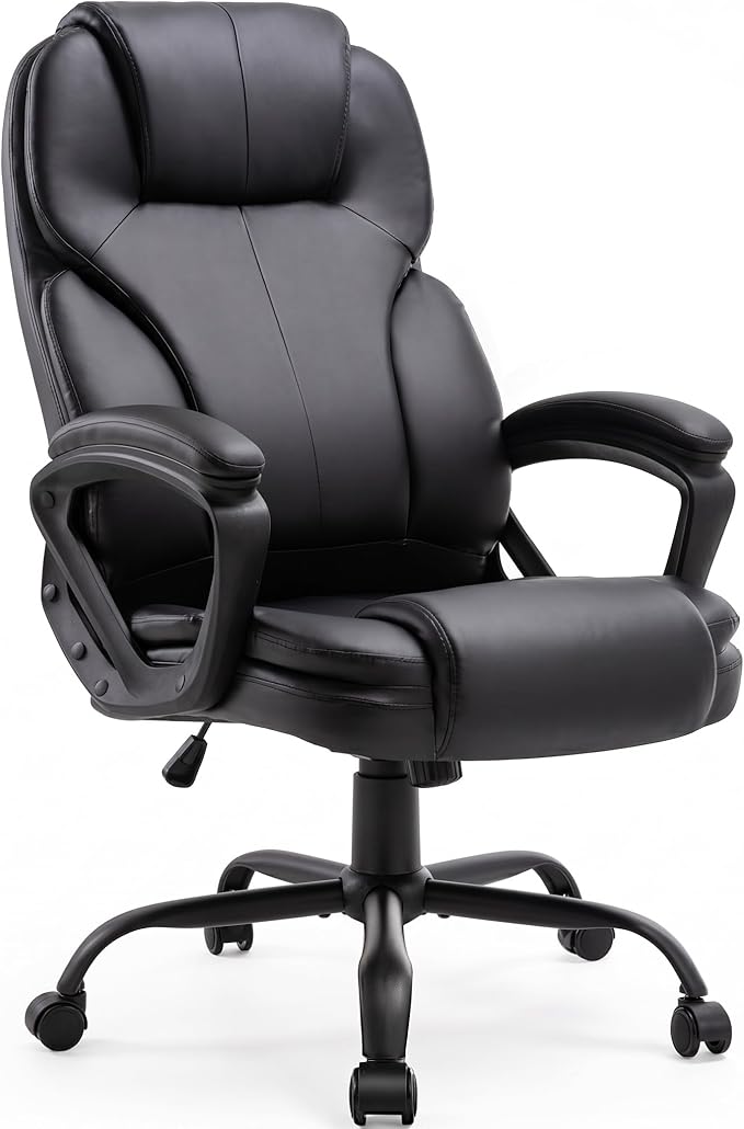 Executive Office Chair Ergonomic Desk Chair, PU Leather Computer Chair with Padded Armrests, Adjustable Height Swivel Task Chair (1)
