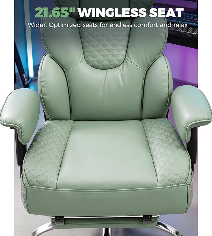 GTPLAYER Big and Tall Gaming Chair Ergonomic Heavy Duty Office Chair Racing Seat with Adjustable Lumbar Pillow Footrest 150° Reclining Thickened Armrests Breathable Mesh for Esports/PC Gaming