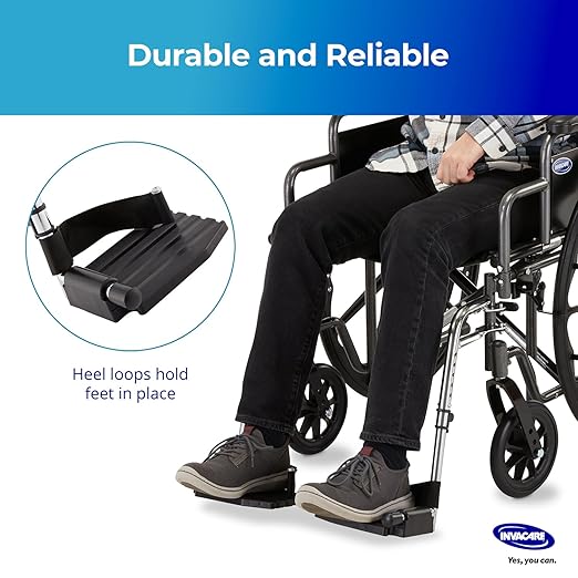 Invacare Wheelchair Legrest with Heel Loops & Swing-Away Design, Adjustable Footrest Length and Flip-Up Composite Footplate, Easy-to-Install, Compatible with Most US Wheelchairs & Transport Chairs