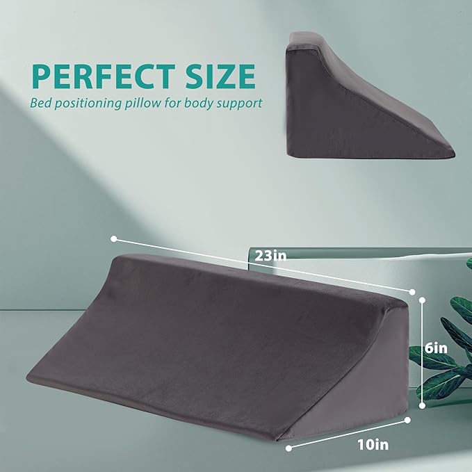 Bedluxe Wedge Pillow for Side Sleeping, Comfort Foam Back Pillow for Side Sleeper, Bed Wedges & Body Positioners for After Surgery, Pregnancy Support, Back Pain, Preventing Bedsores, Short Plush