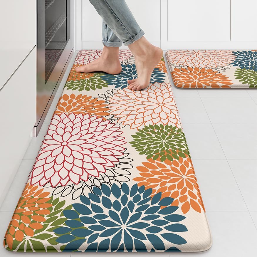 KIMODE Anti Fatigue Kitchen Mats for Floor 2PCS, Cushioned Standing Mats