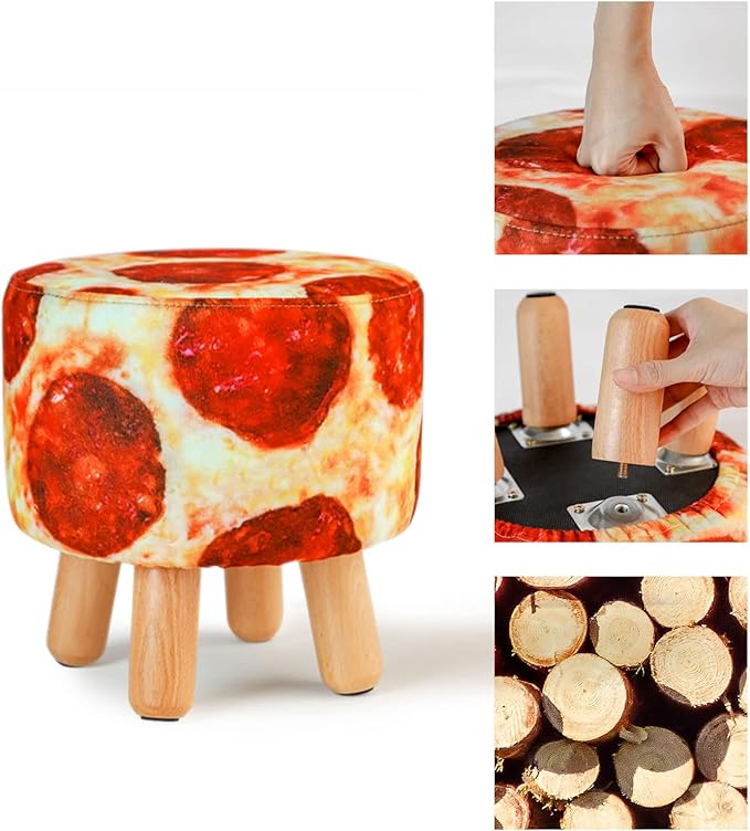 H&B Luxuries Fabric Round Padded Ottoman Foot Rest Stool