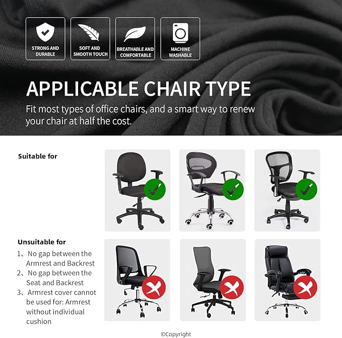 Stretchable Separate Office Chair Seat Covers - Universal Stretch Computer Chair Slipcover Rotating Backrest Coverings & Cushion Protectors & Armrest Covers for Dogs, Cats, Pets, Pink