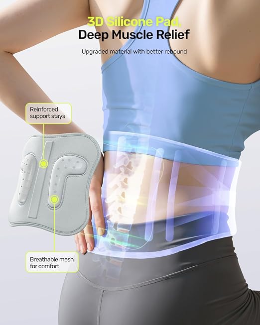 Rakiie Back Brace for Women, 9X Support System with Upgraded 3D Silicone Pad, Ergonomic Adjustable Lumbar Support for Pain Relief, Sciatica Blue Size S (Waist: 28.7" – 35.8")
