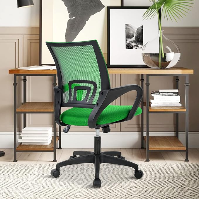 Office Chair, Desk Chair with Lumbar Support Arms, Adjustable Computer Chair with Breathable Mesh Backrest, Home Office Desk Chairs for Student, Adults, Study, Dorm, Comfortable Office Chair(Green)