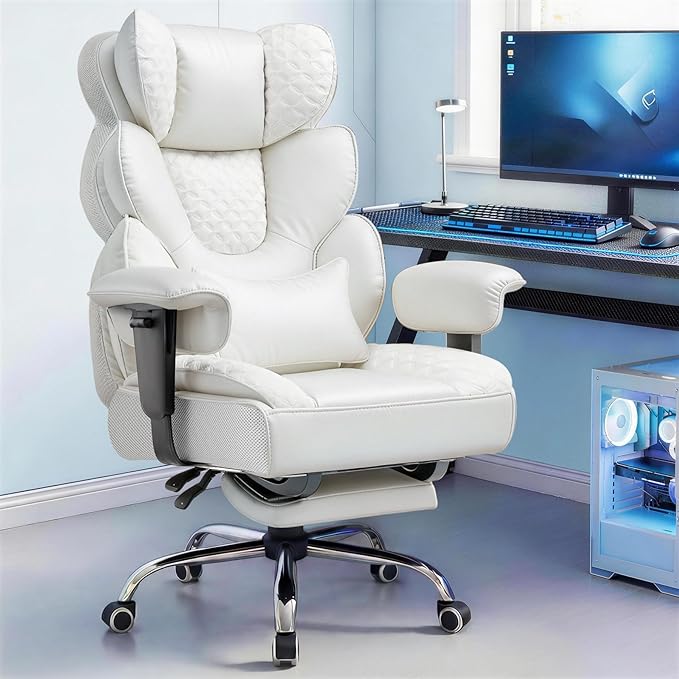 GTPLAYER Big and Tall Gaming Chair Ergonomic Heavy Duty Office Chair Racing Seat with Adjustable Lumbar Pillow Footrest 150° Reclining Thickened Armrests Breathable Mesh for Esports/PC Gaming