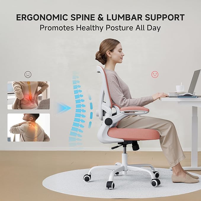 Mesh Office Chair, 330LBS Ergonomic Desk Chair with Adjustable Lumbar Support, Executive Computer Chairs for Home Office, Pink