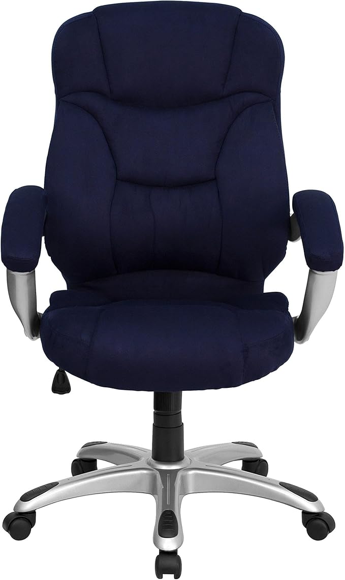 Flash Furniture Jessie High Back Navy Blue Microfiber Contemporary Executive Swivel Ergonomic Office Chair with Arms