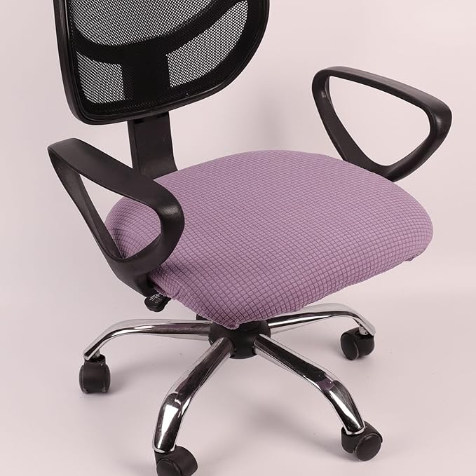 Melaluxe Stretch Jacquard Office Chair Cover, Removable Washable Desk Chair Cover Rotating Chair Seat Slipcover, Purple