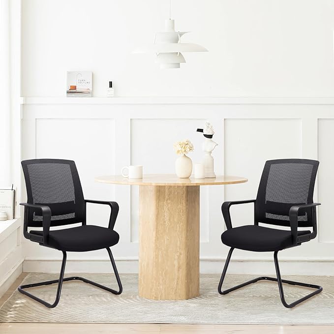 CLATINA Office Guest Chair with Lumbar Support and Mid Back Mesh Space Air Grid Series for Reception Conference Room 8 Pack