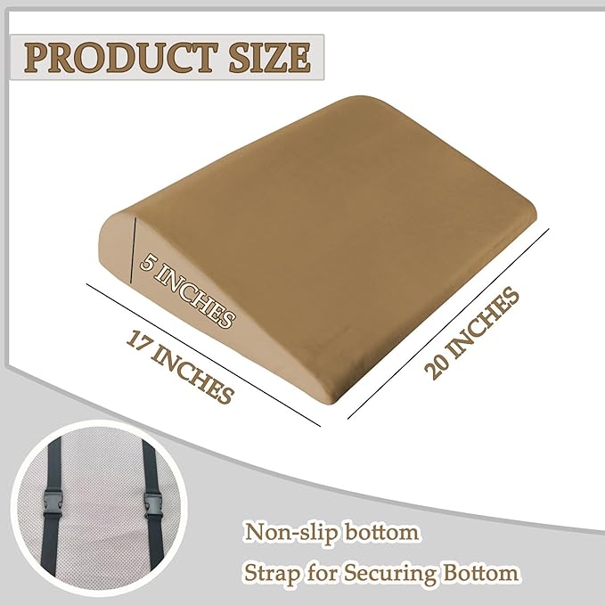 Recliner Foot Rest Cushion, Leg Pillow Extender with Adjustable Straps, for Reclining Chairs, Bed, Sofa - Extra Large Wedge Foam Support Pad Elevates Legs and Feet (Brown)