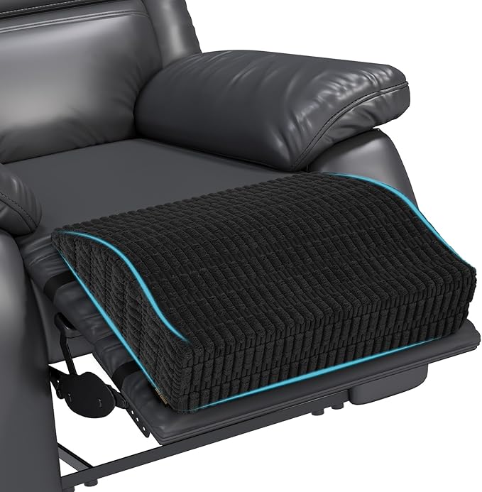 idee-home Recliner Leg Rest Cushion, Recliner Footrest Extender Pillow with Removable Corduroy Cover, Multi Purpose Ergonomic Foot Pillow Back & Lumbar Support Cushion for Bed Sofa Couch, Black