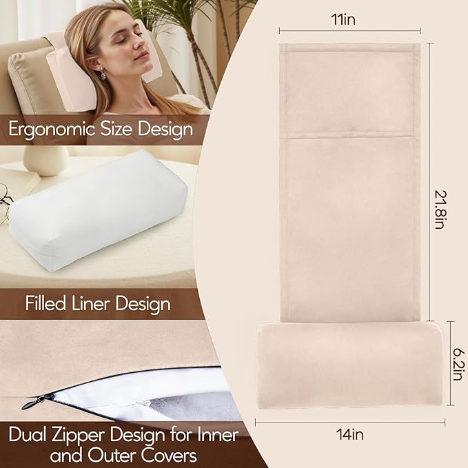 Neck Pillow for Recliner Chair, 14" Adjustable Recliner Pillow for Headrest, Soft Velvet Weighted Back Non-Slip Head Pillow for Recliner, Couch, Chair, Sofa