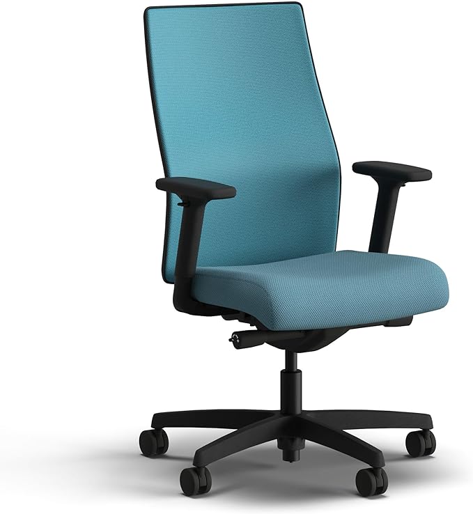 HON Ignition 2.0 Mid Back Task Chair, Spectrum Mesh, Advanced Synchro-Tilt Control, Office Chair with Lumbar Support, Height and Width Adjustable Arms, Black Frame, Sky