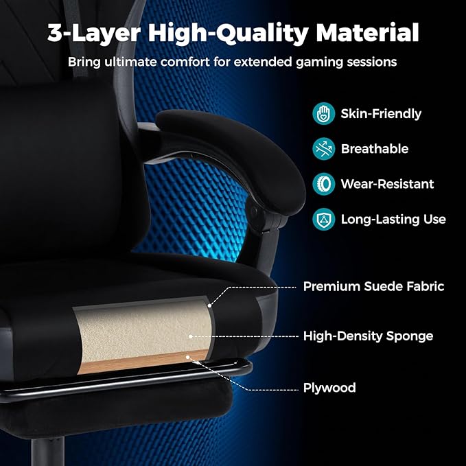 Goplus Gaming Chair, Ergonomic Office Chair with Foot Rest, Lumbar Support, Linkage Armrests, Detachable Headrest, 360°Swivel Computer Desk Chair w/Adjustable Backrest & Height, 330 lbs Capacity