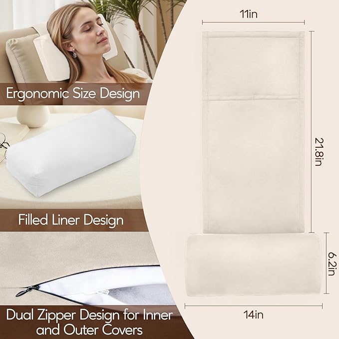 Neck Pillow for Recliner Chair, 14" Adjustable Recliner Pillow for Headrest, Soft Velvet Weighted Back Non-Slip Head Pillow for Recliner, Couch, Chair, Sofa