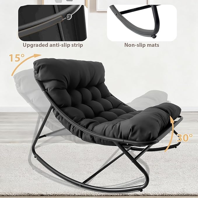 Outdoor Rocking Chair, Rocking Chair with Foot Rest, Comfy Rocker Chairs with Thick Cushion and Frame, Mecedora for Balcony, Living Room, Patio (Grey.)
