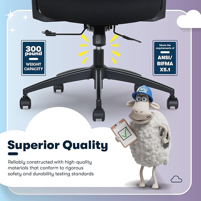 Serta AirHaven SX1200 Ergonomic Office Chair, High Back Mesh Desk Chair with Adjustable Headrest, Lumbar Support, 3D Armrests, ComfortCoils Seat, Swivel Computer Chair with Wheels, Black