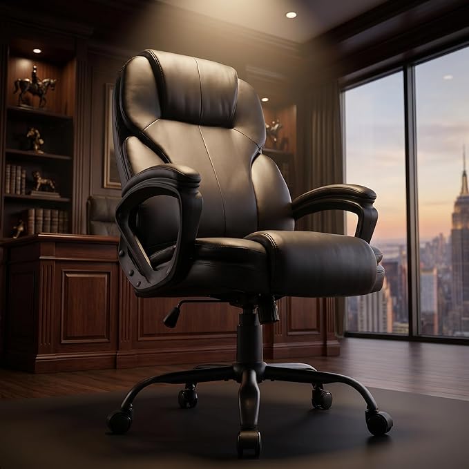 Executive Office Chair Ergonomic Desk Chair, PU Leather Computer Chair with Padded Armrests, Adjustable Height Swivel Task Chair (1)