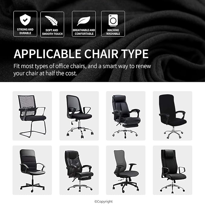 Stretch Computer Office Chair Cover with Durable Zipper - Universal Washable Removable Spandex Rotating Boss Chair Slipcovers - Anti-dust Soft Desk Chair Seat Protector for Dogs, Cats, Pets (Orange)
