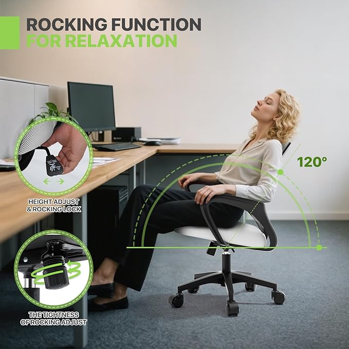 Magshion Ergonomic Office Chair 20 Pack, Mid-Back Mesh Desk Chair, Adjustable Swivel Computer Chair with Lumbar Support & Breathable Backrest for Gaming, Work, Study, 300 Lbs Capacity, White