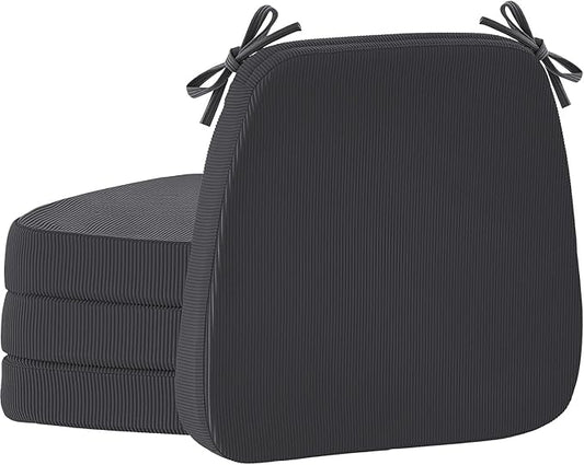 2'' Thick High-Density Foam Indoor Chair Cushions | Dining Chair Pads with Ties, Removable Washable Cover, Kitchen Chair Cushions 17"x16",Dark Gray 4 Pack