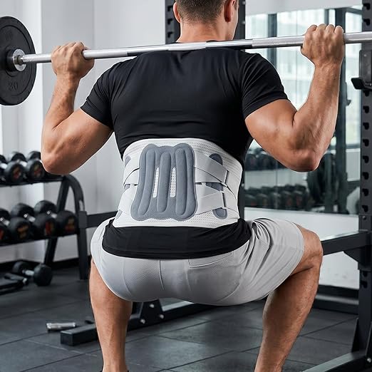 NuCamper Back Brace for Lower Back Pain Relief - Adjustable Lumbar Support Belt for Men Women, Breathable Back Support Brace with Dual Compression for Herniated Disc, Sciatica, Office,Work - Gray L