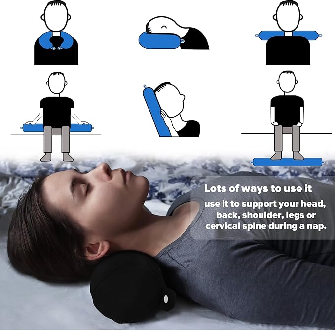 Twist Memory Foam Travel Pillow for Neck, Chin, Lumbar and Leg Support-for Travling on Airplane, Train, Bus or at Home-Adjustable, Bendable Roll Pillow with Washable Soft Cover