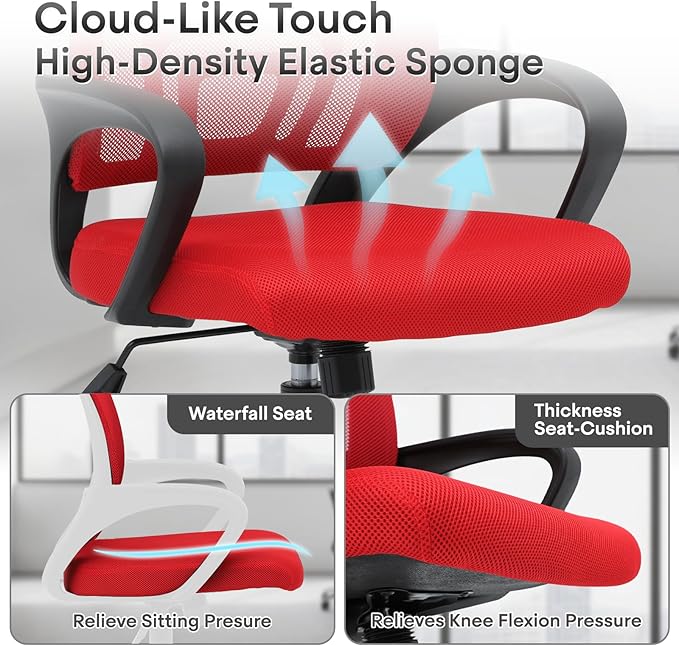 Ergonomic Office Chair 2P - 330Lbs, Breathable Mesh Computer Desk Chair with Lumbar Support & Armrest, Rolling Swivel Adjustable Tilt Lock for Home Office/Gaming, Bedroom Study
