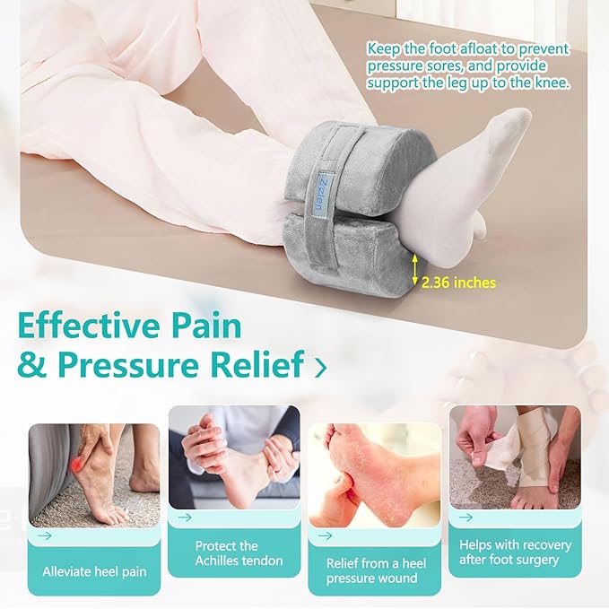 Zelen Foot Elevation Pillow Ankle Heel Elevator Wedge Foot Support Pillow Medical Ankle Cushion for Bed Sore Pressure Ulcer Sleeping Feet Leg Rest Elevated Support Foam Surgery Recovery (Small, 1PCS)
