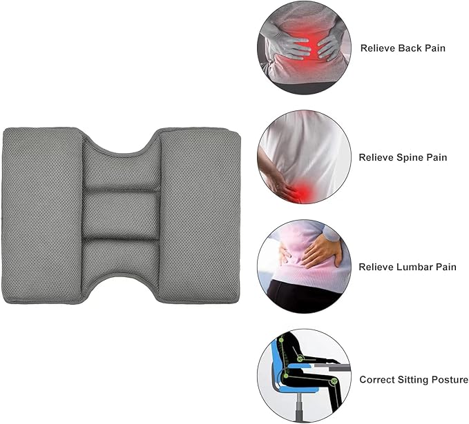 Lumbar Support Pillow for Car, Ergonomic Design with 5 Sections Ideal for Long Driving, Breathable 3D Mesh Cover and Elastic Strap