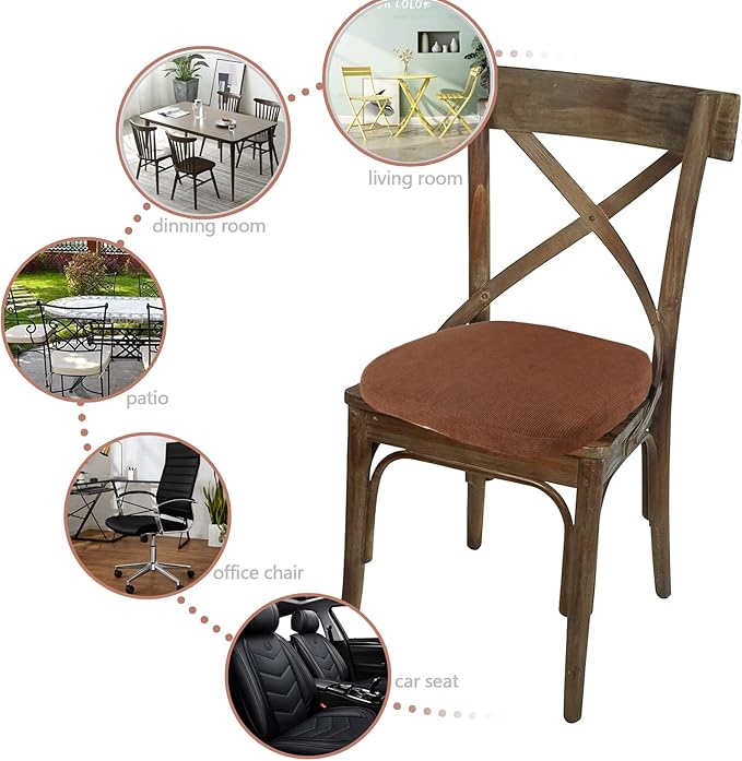 Big Hippo Chair Pads Memory Foam Chair Cushion with Ties for Dining Chair Non Slip Kitchen Pads and Dining Room Seat Cushion with Machine Washable Cover - 17"x16" (Brown)