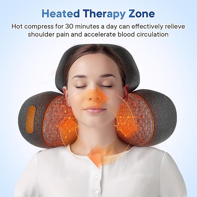Mothers Day Gifts for Mom Upgraded Neck Massager Pillow, 3-in-1 Neck Massager, Traction Massage with Heat, Neck Pillow for Shoulder Pain, Deep Tissue Pain Relief,Rechargeable TheraPillow