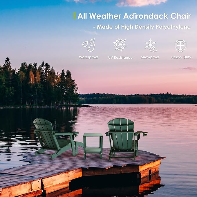 GREENVINES Adirondack-Ottoman | HDPE Plastic | Outdoor Footrest | All Weather | Foot Stool | Foot Rest | Forest | for Adirondack Chair | for Patio Backyard Pool