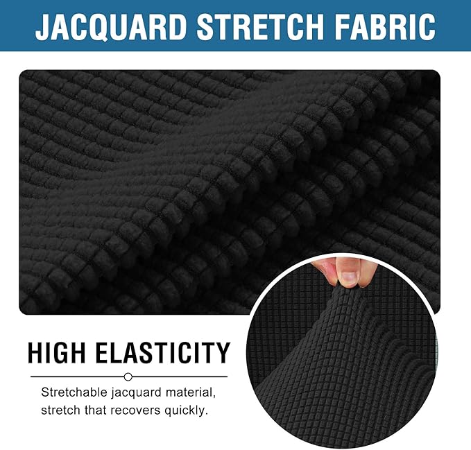 H.VERSAILTEX Home Office Chair Covers Stretchable Computer Desk Chair Covers Mid - High Back Universal Executive Boss Gaming Seat Cover Removable Machine Washable，Non Slip Thick Jacquard, Black- Large