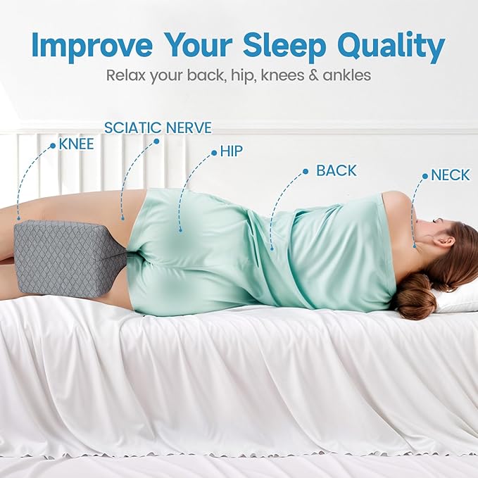 SweetSlubr Memory Foam Knee Pillow for Side Sleepers, Support Leg Pillow for Side Sleeping, Smooth Spine Alignment Pillow, Cushion for Hip, Back, Sciatica, Knee, Joints Pain Relief, Gray, X-Large
