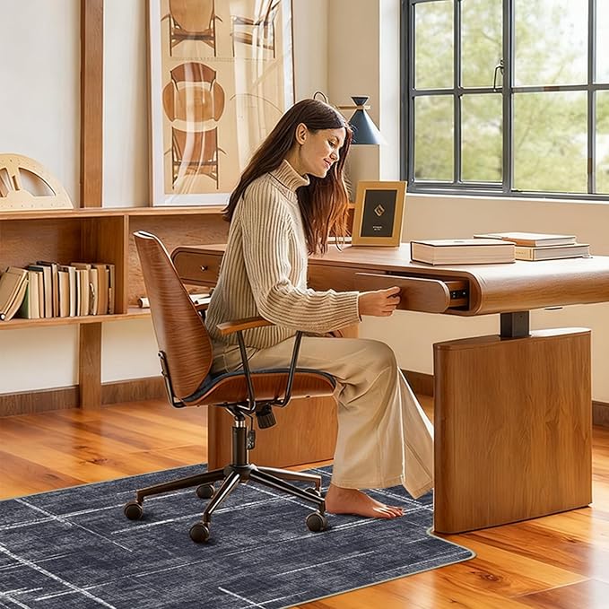 Office Chair Mat for Hardwood Floor & Tile Floor,48"X 60" Heavy Duty Desk Chair Mat for Hard Floors, Under Desk Rug for Rolling Computer Chair,Anti Slip,Low Pile Carpet Protector-Convex