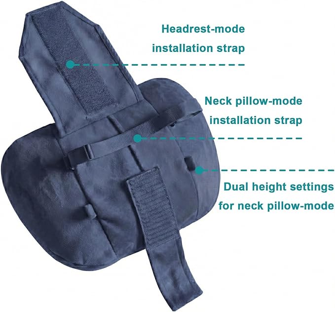 2PCS Welbrit Car Pillow for Car Neck Pillow for Driving Seat Lumbar Support Soft Cushion with Extra Filling Accessories Back Support for Travel Nap and Trips Sleeping(Blue, Head)