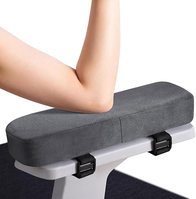 Smiry Ergonomic Office Chair Armrest Pads, Memory Foam Arm Rest Covers, Non-Slip Armrest Cushion with Adjustable Buckles and Straps, Elbow Relief for Desk, Gaming & Wheelchair (Dark Grey, Set of 2)