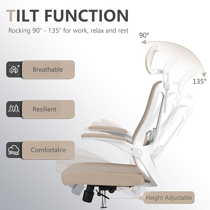 balmstar Ergonomic Office Chair Desk Chair - Mesh Computer Chair with 360° Swivel Wheels, Adjustable 90-130° Recline & Lumbar Support for Home Office, Supports up to 350lbs