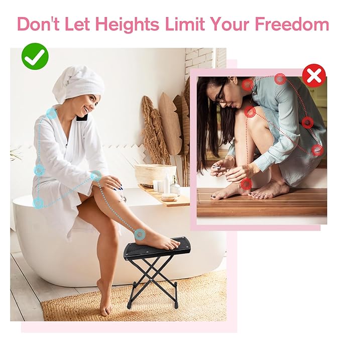 Subay Pedicure Foot Rest, 6 Heights Adjustable Foot Stand for Pedicure, Foldable Non-Slip Pedicure Stand for Easy At Home Pedicures, No More Bending or Stretching Pedicure Stool Tool for Home Foot Spa