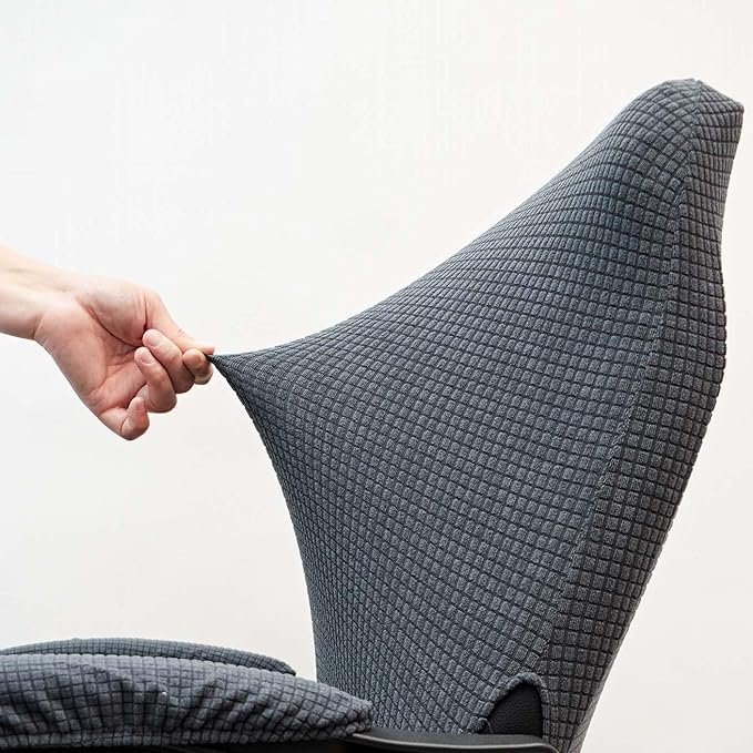 Melaluxe Office Chair Cover with Armrest Covers， Universal Stretch Desk Chair Cover, Computer Chair Slipcovers - Dark Gray