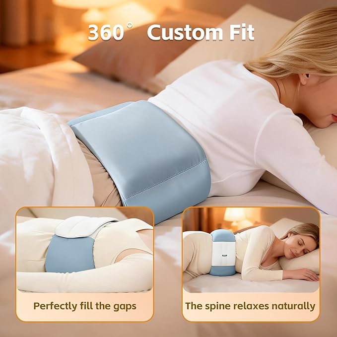 360°Lumbar Support Pillow for Sleeping, Adjustable Lumbar Support Cushion with Ergonomic Curve, Soft Silk Cotton Lumber Pillow, Wraparound Design for Bed, Office Chair & Car Seat