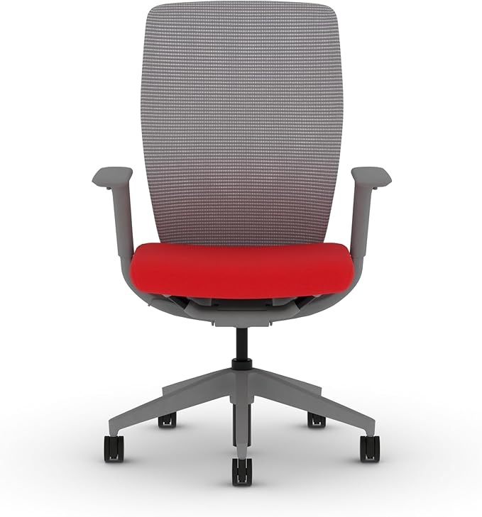 HON Flexion Mesh Office Chair, Height Adjustable Arms, Conference Room Chairs with Lumbar Support, Titanium Mesh, Titanium Frame, Ruby