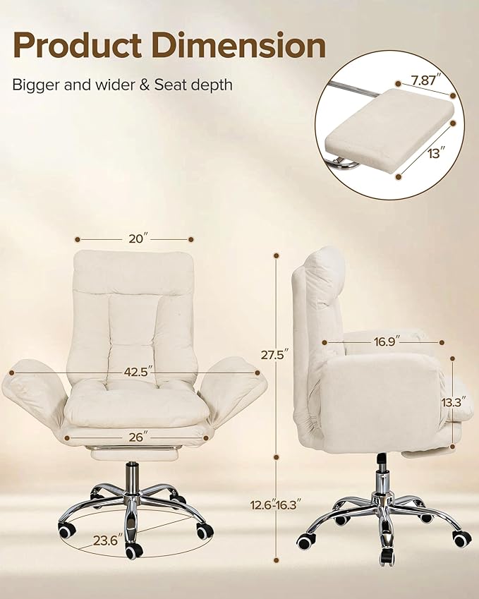 Multifunctional Big and Tall Office Chair with Footrest, 180° Reclining Comfy Computer Gaming Chair with Flip-Up Armrests for Pets & Cross-Leg Sitting, Ergonomic Desk Chair for Work, Gaming & Nap