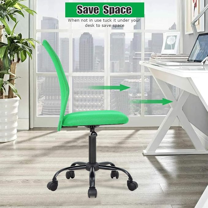 Home Office Desk Chair Ergonomic Mesh Computer Gaming Chair with Back Support Modern Executive Mid Back Rolling Swivel Chair for Men&Women (Green)