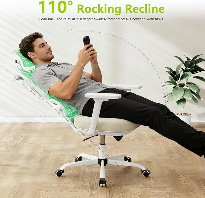 Ergonomic Office Chair Mesh Desk Chair with Lumbar Support and Headrest, High Back Computer Chair with Armrest and Tilt Lock, Home Office Desk Chairs for Men Women