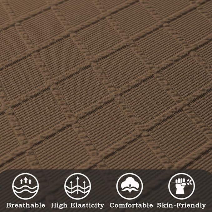 Ergonomic Office Chair Covers Set with Headrest Cover Stretch Desk Computer Chair and Headrest Slipcovers Washable Protector Slipcovers for Swivel Computer Chair 2 Pieces Brown