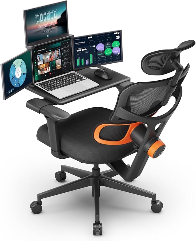 Newtral Office Chair Ergonomic - Home Office Desk Chair, Back Pain Chair with Auto-Following Lumbar Support, 4D Armrest, Seat Depth and Height Adjustable